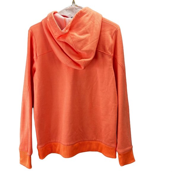 Under Armour Hoodie Pullover sz M Loose Funnel Neck Scuba Hood Logo Coral - Picture 5 of 6